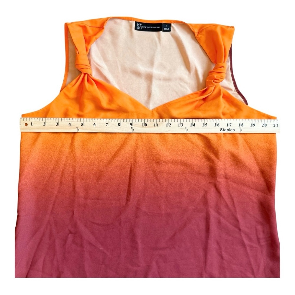 Women's New York & Co Tank Top Size L Orange Red Ombre Sleeveless - Picture 7 of 8